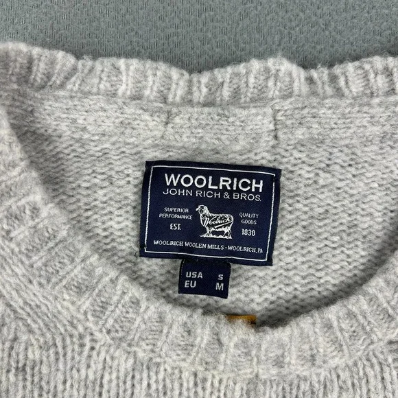 Woolrich Sweater Mens Small Gray Mix Wool/Nylon Pullover Crewneck Italy